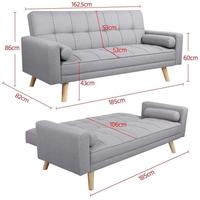 Sofá Cama de Tela de 3 Plazas Clic Clac Reclinable para Sala de Estar con Patas de Madera