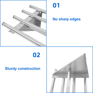 T2G NSF Certified Commercial <b>Stainless</b> <b>Steel</b> Wall Mounted <b>Shelves</b> with Backsplash and Brackets Sliver Color - Product Image 2