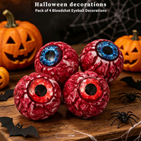 4 Pièces Décorations d'Halloween Horrifiantes en Forme d'Œil Sanguin, Ornements Suspendus Effrayants en Sac en Maille pour Décoration de Scène de Fête ou de Maison Hantée