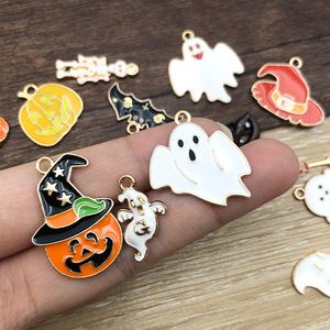 Pendentifs en alliage de zinc sur le thème d'Halloween, breloques fantômes et citrouilles de dessin animé pour accessoires de bijoux DIY, décoration de fête, unisexe - Product Image 2
