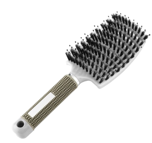 Peine de peluquería iónico grande y curvo con mango de PC, cerdas mixtas para uso doméstico, masaje, peinado y alisado, peine de espina con mango de plástico - Product Image 4