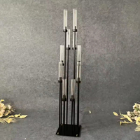 Porte-bougie moderne en acrylique noir à 10 bras, de haute qualité et durable, 49,2'' de haut, centre de table pour événements de mariage