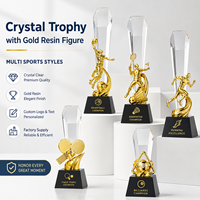Trofeos Deportivos de Cristal para Competiciones Escolares de Baloncesto, Fútbol, Tenis de Mesa - Regalos Conmemorativos