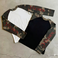 Camiseta de Manga Larga para Hombre, Diseño Camuflaje, Bloques de Color, Bordado Personalizado, Marca YUCHEN