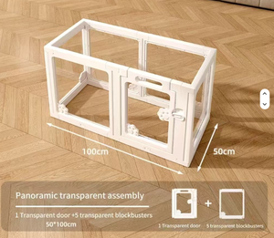 Clôture pour animaux de compagnie en plastique acrylique motif solide intérieur sûr et facile à assembler pour petits et moyens chiots chiens au design moderne parc pour chiens - Product Image 5
