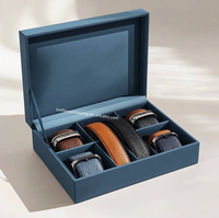Caja de Regalo Redonda de Cuero Rígido de Lujo con Tapa con Ventana, Caja de Regalo Circular de Cartón Personalizada con Cinturón de Cuero