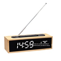 Horloge LED moderne pour la maison Réveil créatif en bambou Affichage lumineux radiant Quartz silencieux Horloge de table numérique en bois massif électronique