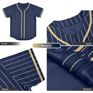 Pinstripe Baseball Jersey Unisex Short Sleeve Moisture Wicking Team Sports Uniform Regular Fit Sublimated Print - Product Image 4