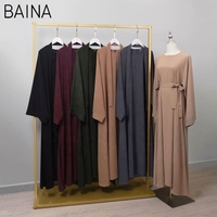 Meilleure vente Vêtements islamiques musulmans simples et modestes de couleur unie de Dubaï pour femmes Robes musulmanes noires pour abaya