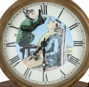 Reloj de Novedad Animado con Imagen de Mono Barbero, de Porcelana Esmaltada, con Repetidor de 36 Horas y Caja de Latón Antiguo - Product Image 4