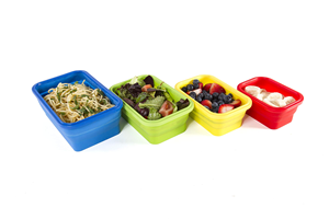 Collapsible Silicone Food <b>Storage</b> Container Reusable Flat Stacks Silicone Folding Lunch <b>Box</b> - Product Image 3