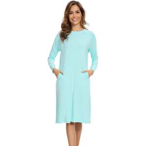 Chemise de nuit personnalisée pour femme à manches longues en viscose de bambou, douce et rafraîchissante, taille S-XL - Product Image 3