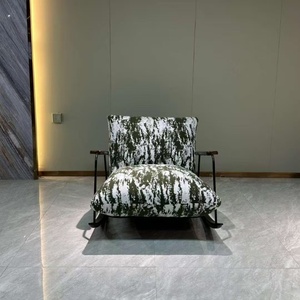 Chaise berçante de luxe nordique moderne bois tissu cuir ensembles velours aile meubles de maison salon canapé salon chaises d'appoint - Product Image 5
