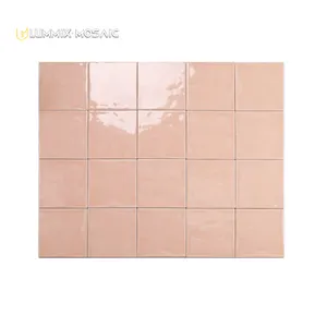 Pink bright/matte all-ceramic handmade ceramic tile wall small ceramic tile background wall kitchen decoration main material