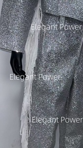 Glitters Suit <strong>Silver</strong> <strong>Sequins</strong> <strong>Jacket</strong> Stylish Men's Suit for Performance Party Dance Suit Ballroom Stage Dance - Product Image 5