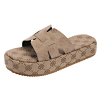Sandales plates décontractées antidérapantes pour femmes, style plage, imprimées, plateforme, vente en gros directe d'usine, pantoufles de créateur