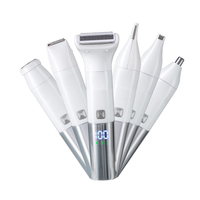 6 in 1 Lady Shaver Layar LCD 1200mAh USB Isi Ulang Tanpa Kabel/Berkabel Dapat Dicuci Seluruh Badan Kit Perawatan dari Baja Tahan Karat