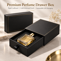Boîte à parfum rigide en carton recyclé personnalisée, avec gaufrage 3D doré, revêtement UV, doublure en éponge, fermeture magnétique, cadeau de luxe durable