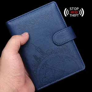 FSW258 personalized leather organizer travel wallet faux leather passport holder