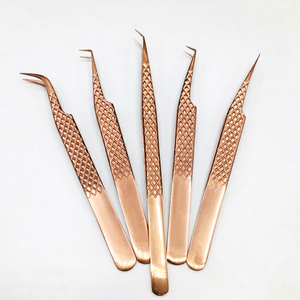 <b>Top</b> Trend New Arrival Sustainable Rose Gold Color Stainless Steel Eyelash Extension Tweezers Mega Volume Mink Eyelash Tweezers - Product Image 1