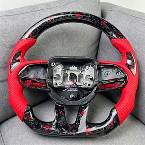 Volante de Cuero Rojo para Automóvil, Compatible con RTS <span class=keywords><strong>Dodge</strong></span> Charger SRT 2015 2016 2017 2018 2019 2020, Fibra de Carbono Personalizada - Product Image 6
