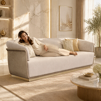 YUANCHANG Luxuriöses Modernes Modulares Sofa-Set Kunstleder-Polsterung Gesteppte Nähte Holzrahmen Edelstahl Wohnzimmer
