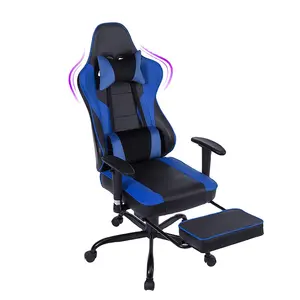 Costom color high back gaming chair black blue adjustable razer gaming chair with footrest