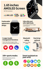 Đồng hồ thông minh thời trang 2025 da02 1.65 inch AMOLED theo dõi sức khỏe của phụ nữ nhiều chế độ thể thao IP67 Đồng hồ thông minh nữ không thấm nước - Product Image 2