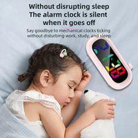 Réveil électronique intelligent de table pour enfants, avec affichage numérique LED coloré, miroir multifonctionnel et affichage de la température, grand format