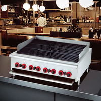 Pemanggang Batu Lava Gas Komersial untuk Meja, Pemanggang Radiant Gas Stainless Steel untuk Restoran dan Katering