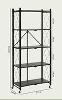 Étagère en acier métallique pliable à 4 niveaux, noir et blanc, pour organiser les micro-ondes et les vaisselle, pour le rangement à la maison, pour la chambre à coucher, la cuisine