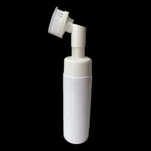 50ml 100ml 150ml 200ml 250ml 42 43/410 bomba de espuma de limpieza blanca mate cosmética botella de plástico con cabezal de cepillo de silicona