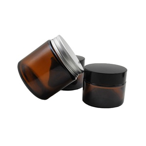 Mỹ phẩm lọ thủy tinh màu hổ phách tròn nhỏ rỗng 10g 15g 20g 30g 50g 60g 100g 5g Kem mặt có nắp màu đen - Product Image 4