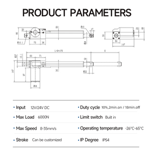 Heavy Duty tuyến tính điện Thiết bị truyền động 24V <span class=keywords><strong>6000n</strong></span> cho giường có thể điều chỉnh tùy chỉnh đột quỵ 100-1000 mét - Product Image 4