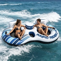 Île flottante gonflable en PVC pour deux personnes, matelas flottant, chaise longue, siège, compartiment pour boissons fraîches, capacité maximale 100 kg
