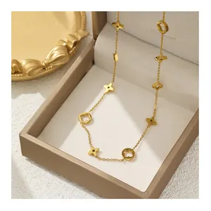 Vente en gros de colliers de bijoux de mode personnalisés en acier inoxydable Ins plaqué or 18 carats Joyeria Chapada XIXème