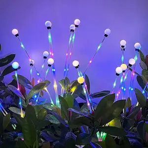 6 8 leds Colorful Solar Firefly Lights Outdoor Waterproof Solar Starburst Swaying Outdoor Firefly Dancing Solar Firefly Lights