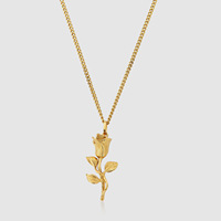 Collier à pendentif personnalisé en acier inoxydable plaqué or 18 carats avec fleur de rose pour hommes