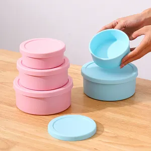 LOGO a colori personalizzati 3 dimensioni rotondo per la conservazione degli alimenti e contenitori portatili per microonde in Silicone Bento scatole per il pranzo per bambini cucina