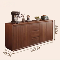 Buffet en bois massif finition noyer avec tiroirs et portes pour salon, meuble de rangement pour l'organisation de la maison