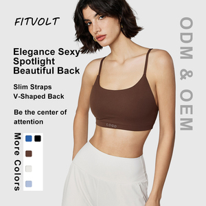 FITVOLT Custom Wholesale Vintage Sportswear Breathable Seamless Simple Strapless Yoga Bra <strong>Women</strong> ODM OEM LOGO Clothes - Product Image 1