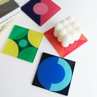 Sous-verre en acrylique transparent créatif de 5mm d'épaisseur en gros, napperons ronds multicolores pour la maison, la table, la cuisine et la barre.