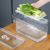Organisateur de réfrigérateur, boîte de rangement en plastique pour aliments, boîte de rangement empilable pour légumes avec plateau de drainage et sélecteur de date