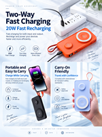 Batterie externe portable HYTO 10000mAh, chargeur sans fil magnétique 22.5W, charge rapide PD20W avec câbles intégrés, écran LED pour iPhone et iWatch