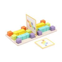 2026 Mainan Puzzle Kubus Kayu Warna-warni Permainan Pertarungan Kayu dengan Kartu untuk Orang Tua dan Anak-anak