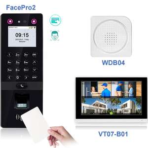 Sonnette sans fil et interphone, terminal de pointage des heures avec reconnaissance faciale/empreintes digitales/carte RFID, avec TCP/IP et dispositif de contrôle d'accès - Product Image 1