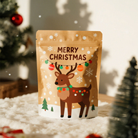 Pochette Doypack en papier kraft écologique recyclable, personnalisable, refermable avec fermeture éclair, pour cadeaux alimentaires de Noël