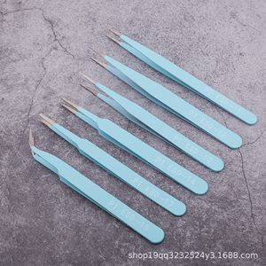 แหนบสีชมพูสแตนเลส 1 มม. แบบตรง แบบโค้ง แบบแบน แหนบสี ESD แหนบสำหรับงานเสริมสวยและทำเล็บ DIY ชุด 6 ชิ้น - Product Image 3