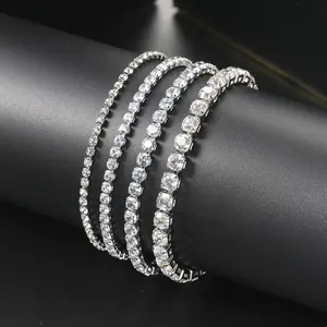 Trendy Pulseras Mujer High Quality 18K Gold Plated Jewelry 4MM CZ Diamond Iced Out Tennis Bracelet for Women
