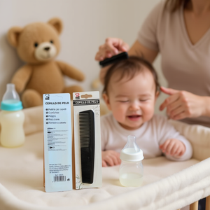 Flat Comb For Baby Hair Care And Styling 120mm Black Plastic With Fine Teeth - Product Image 2